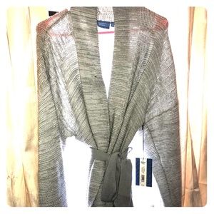 Vera Wang soft belted grey cardigan, size large